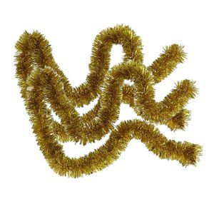 2x Stuks kerstboom folie slingers/lametta guirlandes van 180 x 7 cm in de kleur glitter goud - Feestslingers