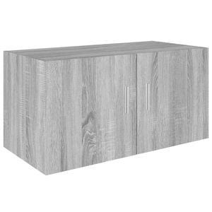 The Living Store Hangkast Modern - Hangende Wandkast - 80 x 39 x 40 cm - Grijs Sonoma Eiken