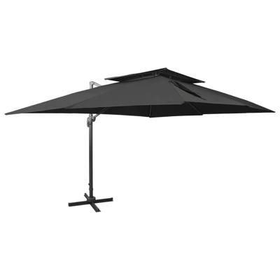 Zweefparasol met dubbel dak 400x300 cm zwart