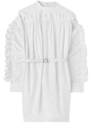 Jil Sander robe courte en coton à volants - Blanc