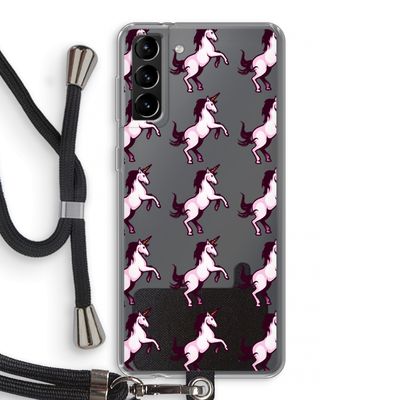 Musketon Unicorn: Samsung Galaxy S21 Plus Transparant Hoesje met koord