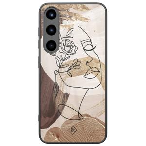 Samsung Galaxy S25 glazen hardcase - Abstract gezicht bruin