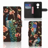 Motorola Moto G7 Play | Telefoonhoesje | Met pasjeshouder | Pauw met Bloemen