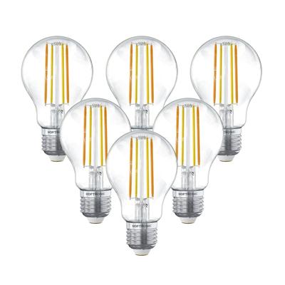 Set van 6 Smart E27 LED Filament Lamp - 7W 806lm - A60 Clear - 1800-3000K - Dimbaar