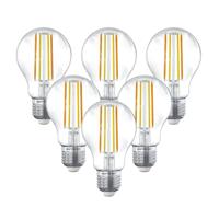 Set van 6 Smart E27 LED Filament Lamp - 7W 806lm - A60 Clear - 1800-3000K - Dimbaar