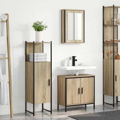 Badkamermeubelset 3 pcs Bruin 60 x 30 x 60 cm Bewerkt hout