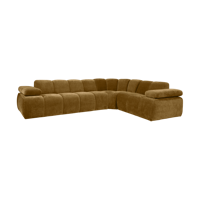 Woood Mojo hoekbank rechts ribstof Honinggeel