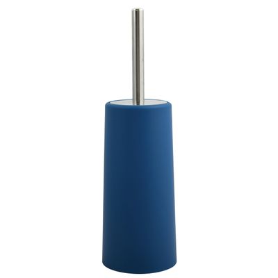 Toiletborstel in houder/WC-borstel - marine blauw - kunststof - 35 cm