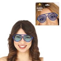 Carnaval/verkleed party bril Aviator - 2x - blauw - volwassenen - bij een verkleedkleding kostuum - thumbnail