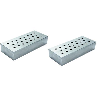 Smokerbox - 2x - voor de BBQ - RVS - 24 x 10 x 4,5 cm - rookbox