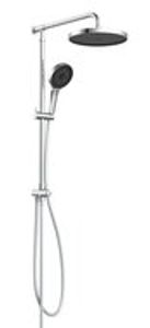 SAMOA RAIN hoofddouche set, chroom-antraciet wellness hoofddouche, Ø 26 cm handdouche met 3 functies en met Push-Button metalen douchestang in hoogte verstelbaar, ca. 74 -109 cm Silverflex dou