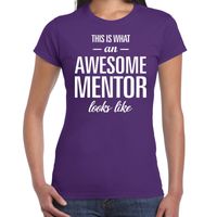 Awesome mentor cadeau t-shirt paars voor dames