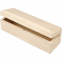 Langwerpige houten opbergdoosje/kistjes - 20 x 6 x 6 cm - pennendoosjes/hobby doosjes