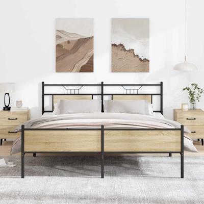 Bedframe zonder matras metaal sonoma eikenkleurig 160x200 cm