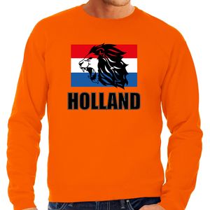 Oranje sweater / trui Holland / Nederland supporter met leeuw en vlag EK/ WK voor heren