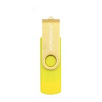 MicroDrive 32GB USB 2 0 mobiele computer dual-use roterende OTG metalen U-schijf (geel)