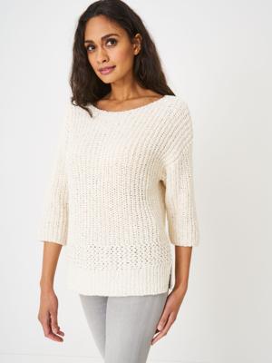 3/4 mouw boothals trui met pailletten