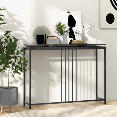 Console Tafel Kunstmarmer Bank Tafel Moderne Entree Tafel Vrijstaande Dunne Entree Tafel Smalle Bijzettafel Zwart 120x30x90cm