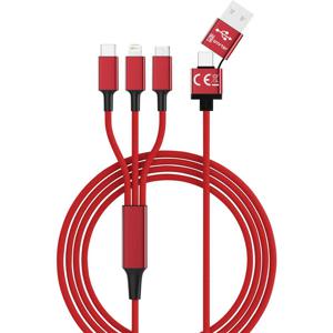 Smrter USB-laadkabel USB 2.0 USB-A stekker, USB-C stekker, Apple Lightning stekker, USB-micro-B stekker 1.20 m Rood SMRTER_HYDRA_ULT_RD