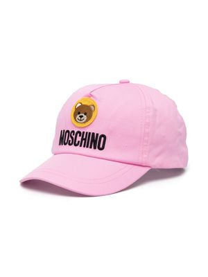 Moschino Kids casquette à logo brodé - Rose