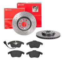 Remmenset, remschijf BREMBO, Remschijftype: Geperforeerd / Geventileerd, Inbouwplaats: Vooras, u.a. für Seat, VW, Audi