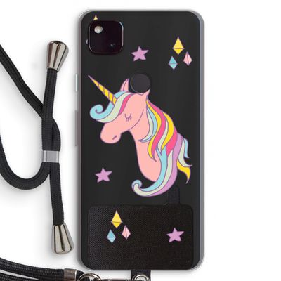 Roze eenhoorn: Pixel 4a 5G Transparant Hoesje met koord