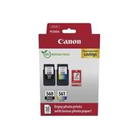 Pak met 2 inktcartridges + fotopapierpakket - CANON - PG-560 Zwart + CL-561 Kleur