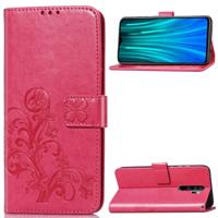 Voor Xiaomi Redmi Note 8 Pro vier-blad clasp reliëf gesp mobiele telefoon bescherming lederen draagtas met Lanyard & Card slot & portemonnee & beugel