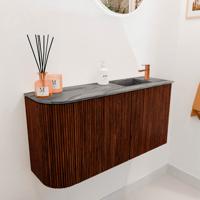 Toiletmeubel Mondiaz Joya Dlux | 81.6 cm | Meubelkleur Ruby | Faye wastafel Sombra Wasbak Rechts | 1 kraangat