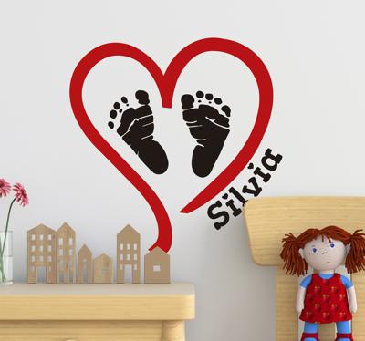 Muurstickers babykamer voetjes en hartje