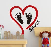 Muurstickers babykamer voetjes en hartje
