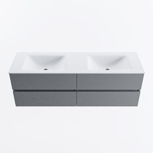 MONDIAZ VICA 150cm badmeubel onderkast Plata 4 lades. Wastafel CLOUD dubbel 2 kraangaten, kleur Talc.