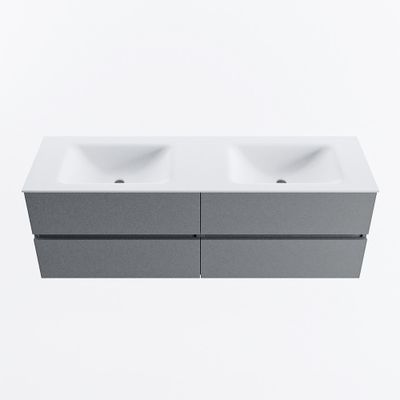 MONDIAZ VICA 150cm badmeubel onderkast Plata 4 lades. Wastafel CLOUD dubbel 2 kraangaten, kleur Talc.