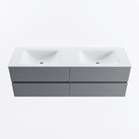 MONDIAZ VICA 150cm badmeubel onderkast Plata 4 lades. Wastafel CLOUD dubbel 2 kraangaten, kleur Talc.