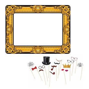 Foto prop set met frame - huwelijk/bruiloft thema - 16-delig - photo booth accessoires