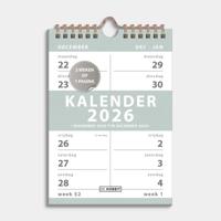 A5 Spiraalkalender 2-weeks 2026 Grijs Groen