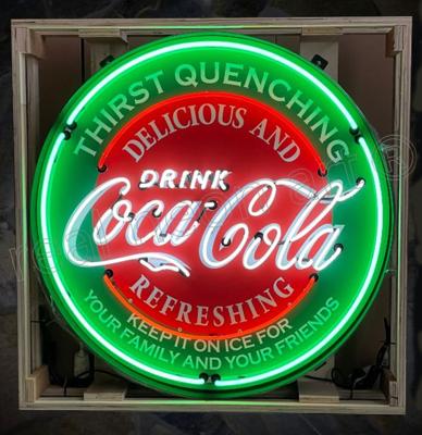Coca-Cola Evergreen Neon Verlichting XL In Metalen Bak - Groen, Rood, Wit