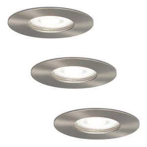 Set van 3 dimbare LED inbouwspots Bari RVS GU10 5 Watt 6000K IP65 spuitwaterdicht