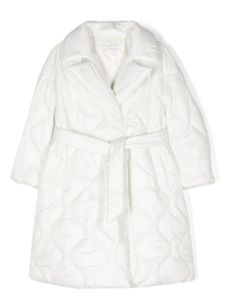 Monnalisa manteau matelassé à taille ceinturée - Blanc