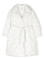 Monnalisa manteau matelassé à taille ceinturée - Blanc