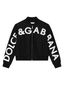 Dolce & Gabbana Kids veste bomber à logo imprimé - Noir