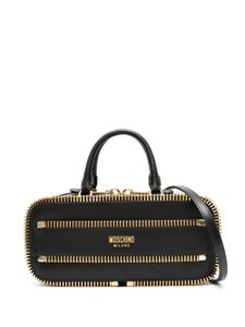 Moschino sac à main en cuir à œillets - Noir