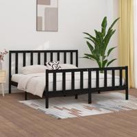Bedframe massief hout zwart 200x200 cm