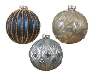 Kerstbal glas d10cm blauw a3 - KSD