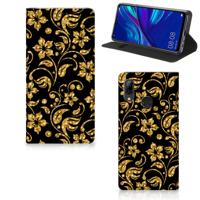 Huawei P Smart (2019) Smart Cover Gouden Bloemen Huawei P Smart (2019) Smart Cover Gouden Bloemen