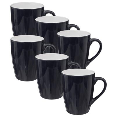 5Five Koffiemokken Colorama - 6x stuks - Keramiek - blauw - 380 ml - 9 x 11 cm