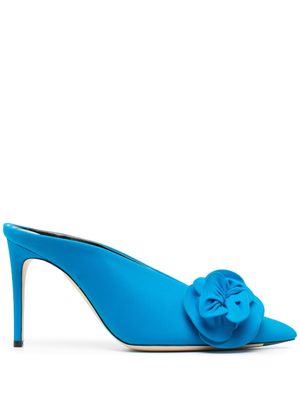 Victoria Beckham mules 105 mm en cuir à applique fleur - Bleu