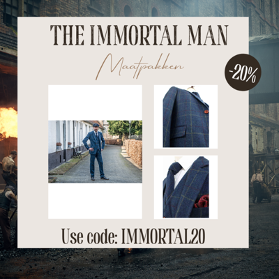 Maatpak Voor Heren | 3-delig Pak | Blauw Overcheck Twill | Arthur Shelby | Peaky Blinders | Peaky Blinders