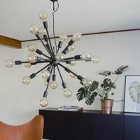 Hanglamp &apos;Leo&apos; By Rydens zwart messing 24x e27 fitting 880mm