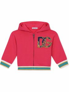 Dolce & Gabbana Kids hoodie zippé à logo - Rose